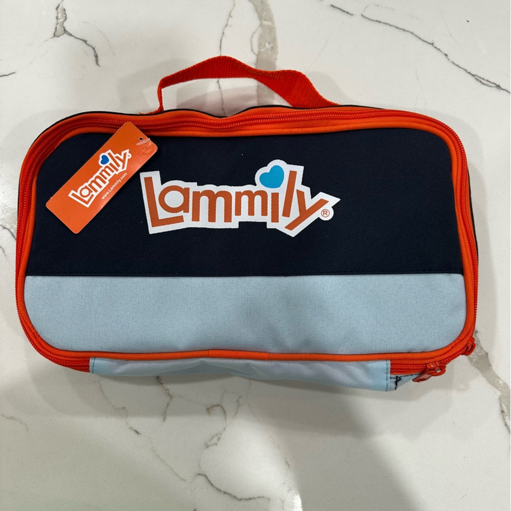 NWT Lammily Doll Multi-Compartment Travel Case & Organizer - Blue/Orange